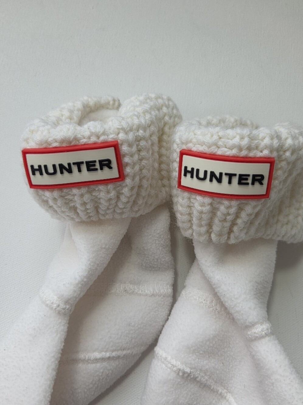 Hunter Kids XS 5-7 Boot Socks Fleece Cable Knit Rain Boot Liners White